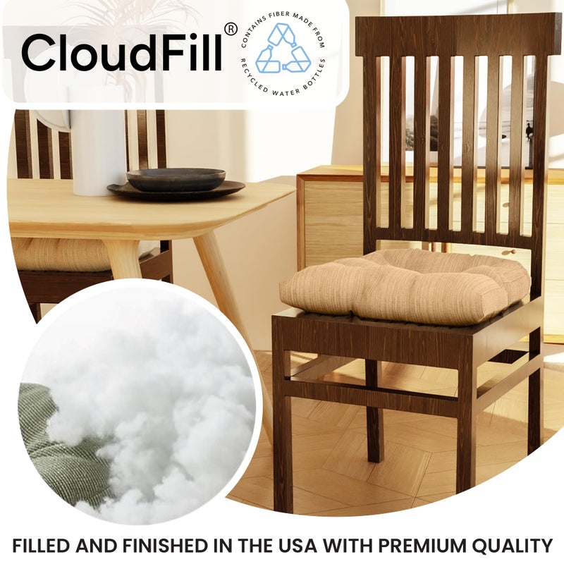 Klear Vu Gripper Overstuffed Universal Non-Slip Dining Chair Cushions for Kitchen Decor or Office Use, U-Shaped Skid-Proof Seat Pad, 17x17 Inches, 2 Count (Pack of 1), Chenille Sand - Image 3